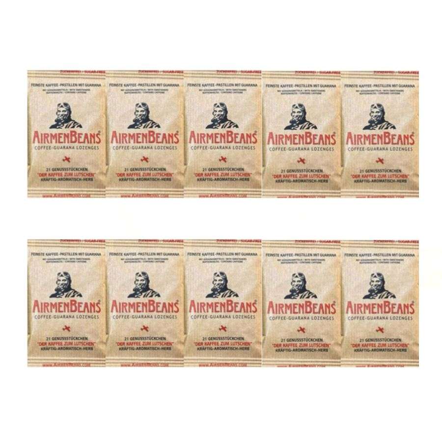 (*) 10 x AirmenBeans - Kaffee-Guarana-Pastillen