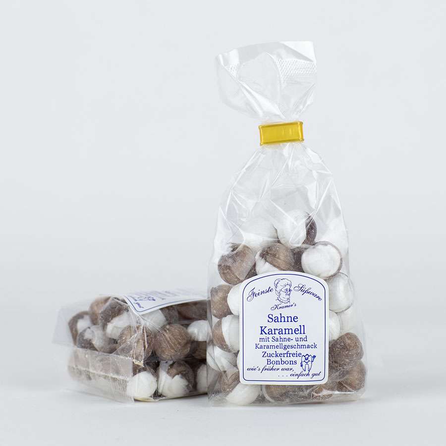 Sahne-Karamell-Bonbons, Bonbon mit Sahne- und Karamellgeschmack, zuckerfrei