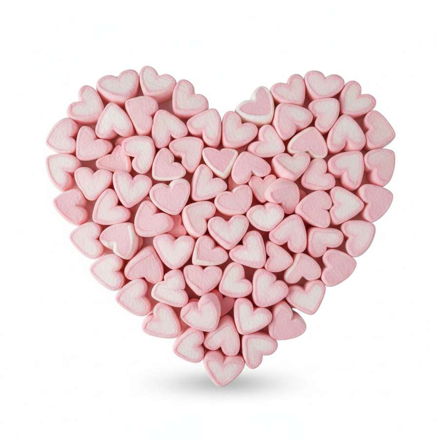 Marshmallow Strawberry Hearts, 1 kg