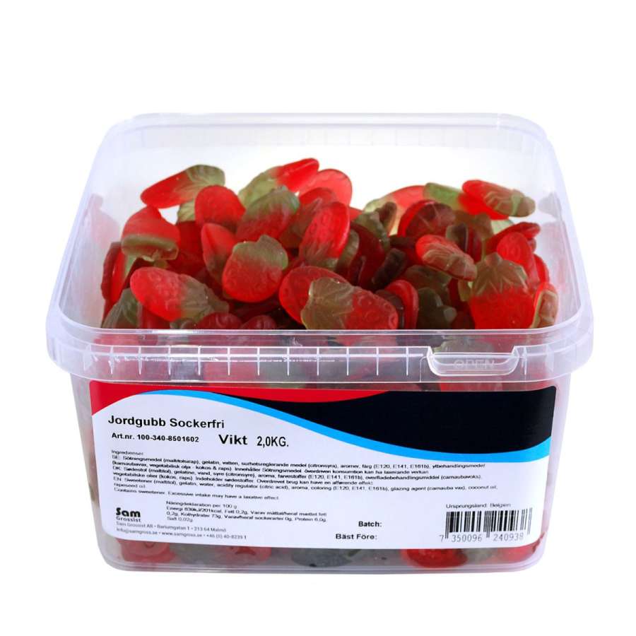 Sam Erdbeeren Weingummi -zuckerfrei-, 2 kg Box