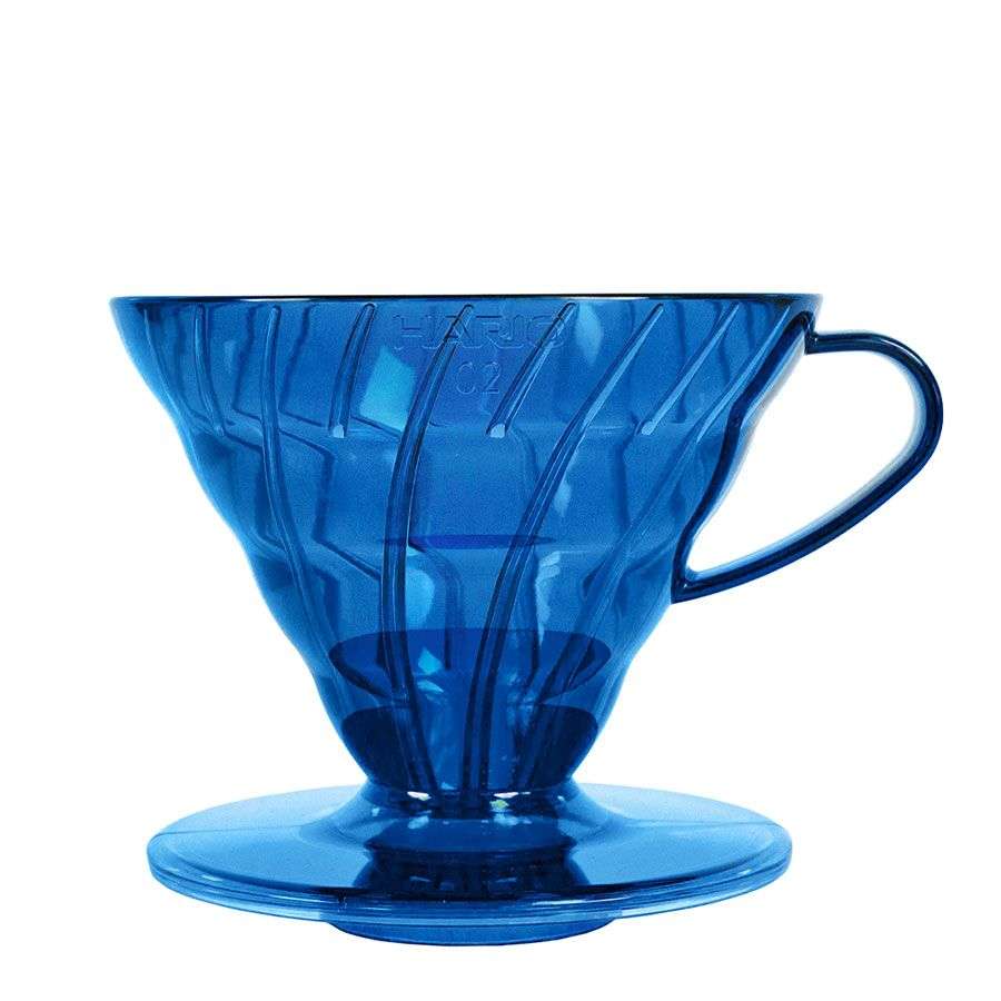 HARIO V60 Dripper, Kunststoff  Ocean Blue (V60-02-TOB-BB), bläulich-transparent