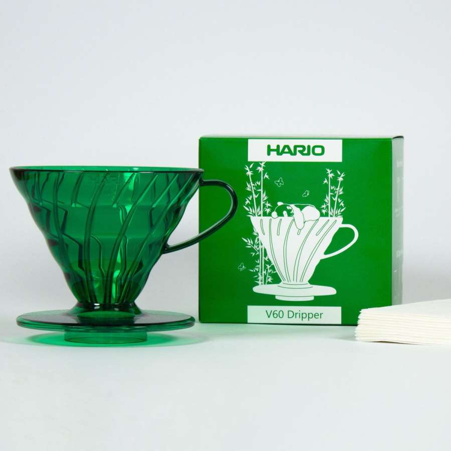 Preview: HARIO V60 Dripper, Kunststoff Bamboo Green (V60-02-TBG-BB), grünlich-transparent