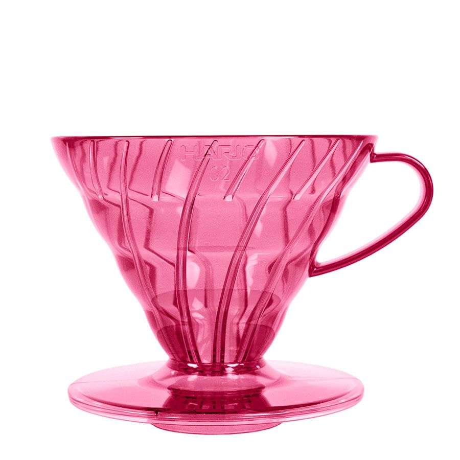 HARIO V60 Dripper, Kunststoff Sunflower Yellow (V60-02-TSY-BB), pink-transparent