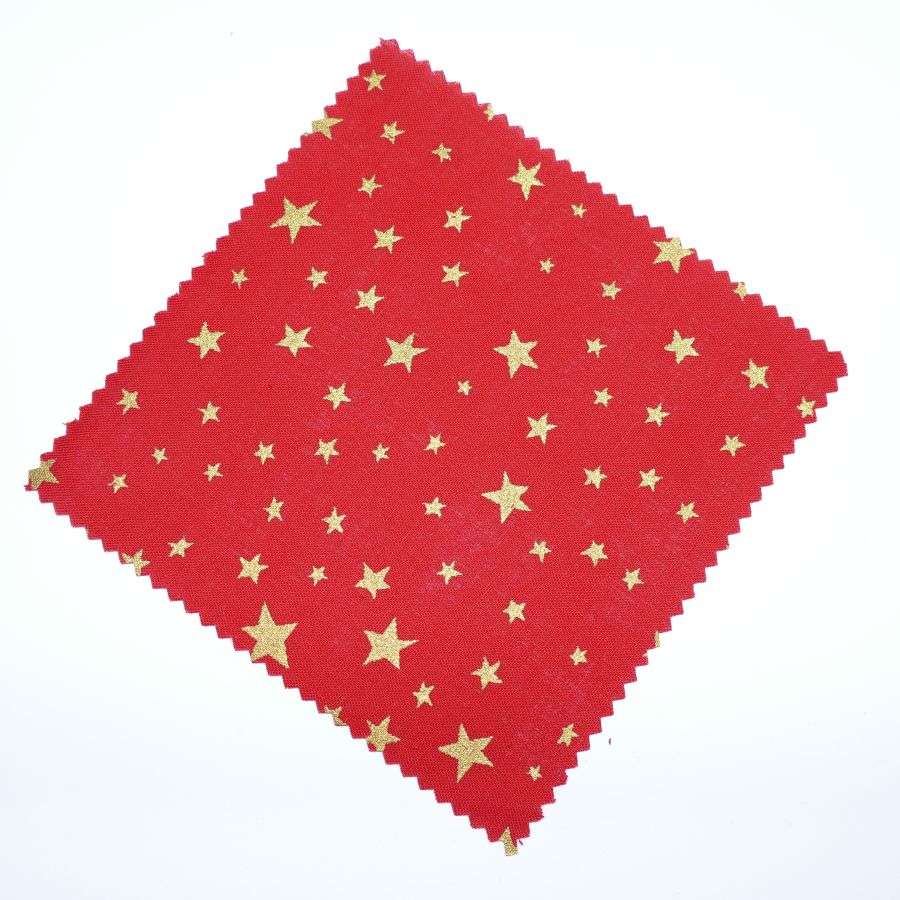 Hauben-/Deckchen für Marmeladengläser - weihnachtlich rot mit goldenen Sternen - 10er Komplettset