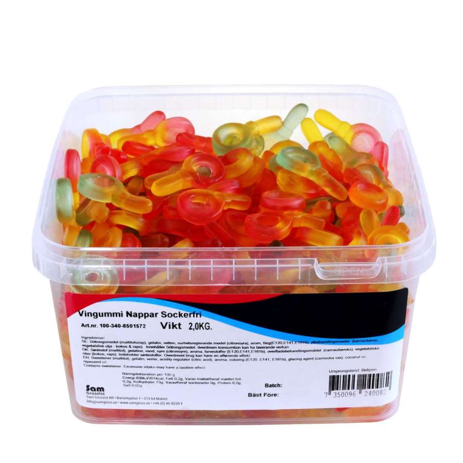 Sam Schnuller Weingummi -zuckerfrei-, 2 kg Box