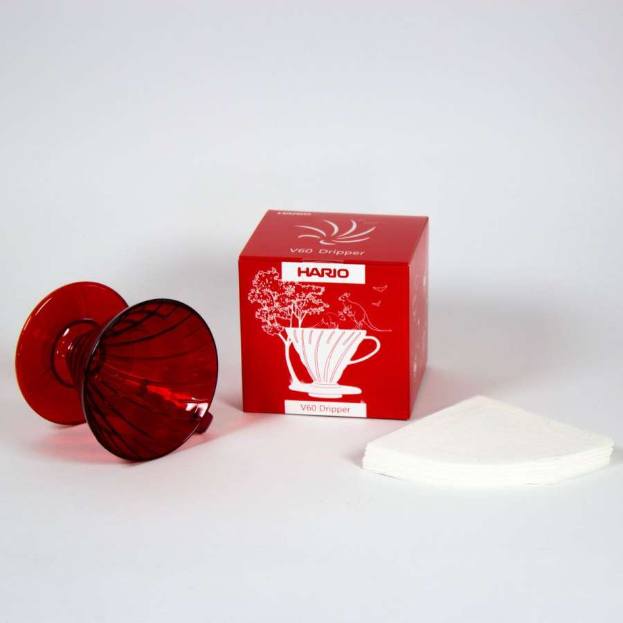 HARIO V60 Dripper, Kunststoff Desert Red (V60-02-TDR-BB), rötlich-transparent