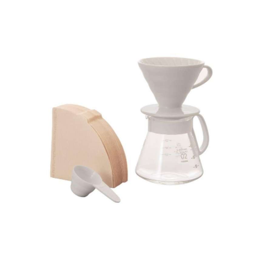 V60 Keramik Dripper Set 02 - Weiss (XVDD-3012W)